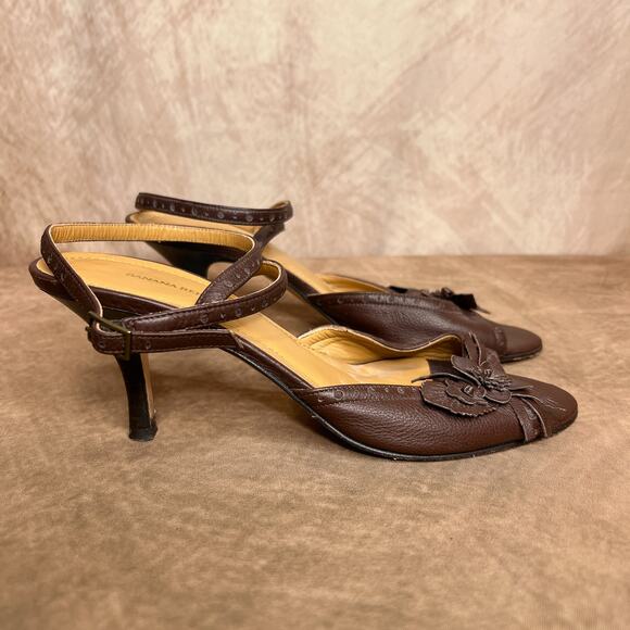 Vintage Y2K Banana Republic Strappy Kitten Heel Floral Open Toe Shoes Euro Indie - Picture 10 of 10
